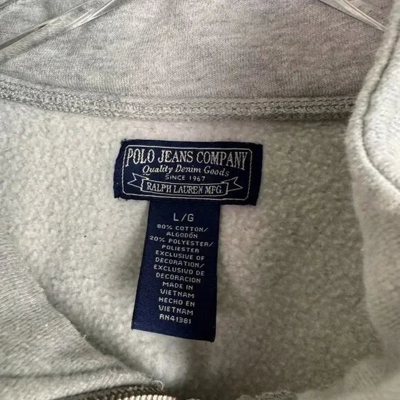 Y2K Ralph Lauren Polo Jeans Men’s L Full Zip Sweatshirt  Gray - Picture 2 of 6
